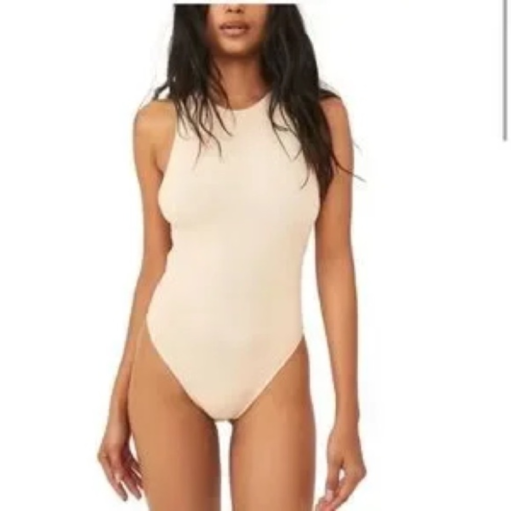 Free People Cream Shapewear Bodysuit with Scoop Neckline